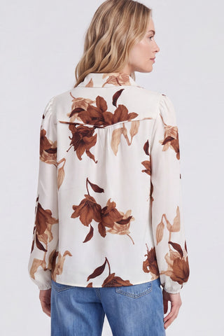 Floral Print Collared Button Up Top