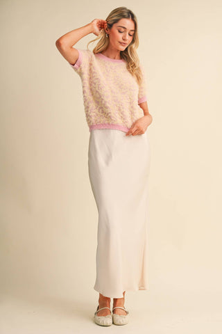 Fuzzy Leopard Short Sleeve Sweater