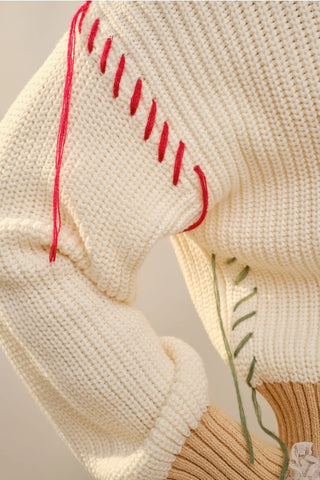 Western Embroidered Mock Neck Sweater