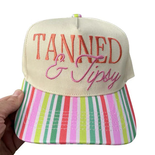 Tanned & Tipsy Embroidered Canvas Cap