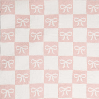 Ribbon and Checkered Cozy Soft Throw Blanket - 2 Colors!