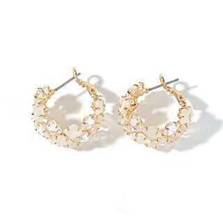 Samira Gold Hoop Earrings w/ Crystal Accents