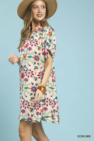 Abstract Floral Shift Dress