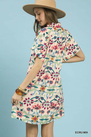 Abstract Floral Shift Dress