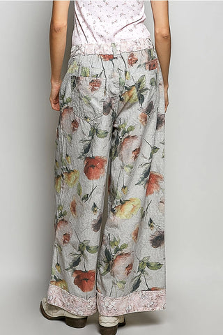 Oversized Crochet Patched Studded Floral Print Pants by POL Clothing