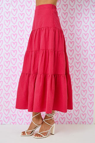 Red Gingham Tiered Maxi Skirt - Matching Top Available!