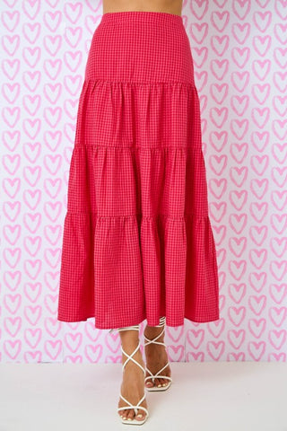 Red Gingham Tiered Maxi Skirt - Matching Top Available!