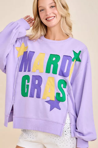 Mardi Gras Patchwork Long Sleeve Top
