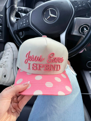 Jesus Saves, I Spend Embroidered Cap