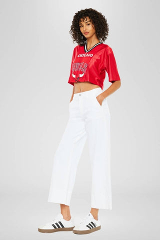 White High Rise Cropped Wide Leg Jeans by KanCan