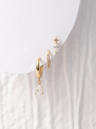 Finn Earrings - Set of 3 is a set of 3 gold-plated earrings 