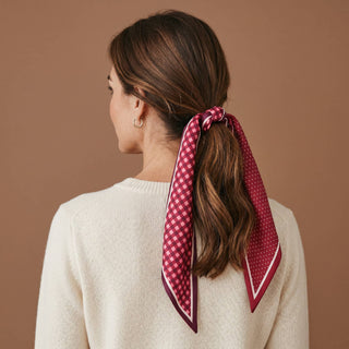 Twirl & Tie Scarf Accessory - Gingham Burgundy