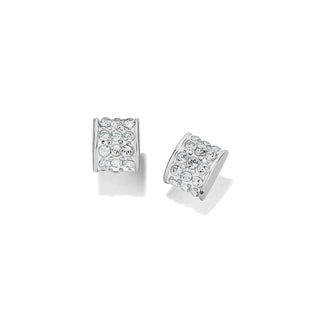 Brighton Meridian Post Earrings are a pair of silver-colored post earrings with flat disc backs, adorned with fine quality crystals.