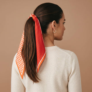 Twirl & Tie Scarf Accessory-Gingham Orange