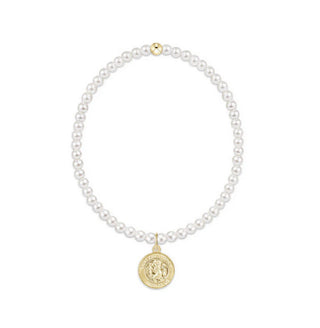 enewton Classic Pearl 3mm Bracelet - Protection Gold Disc