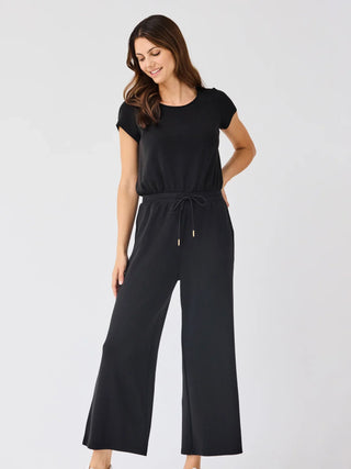 Short Sleeve Carlisle Romper in Black