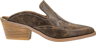 Corkys Saloon Tan Crackle Heeled Mule Shoe