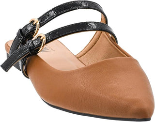 Corkys Take A Number Pointed Toe Slip On Mule Shoes - Cognac
