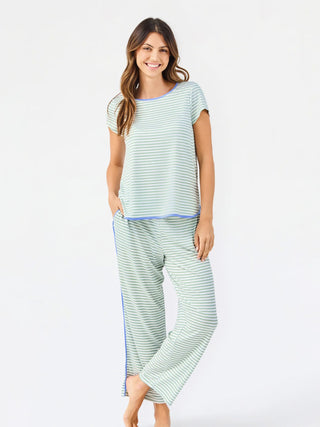 ButterSoft Melody Pajama/Lounge Pants Set - Green Stripe