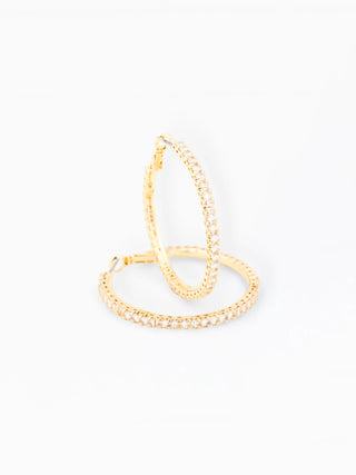 Harlow Gold Hoop Earrings w/ Crystal Accents