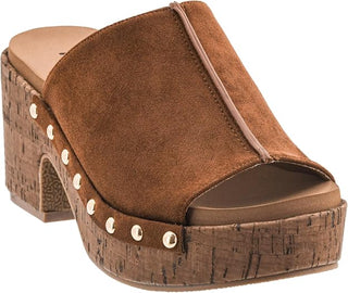 Corkys Gaslight Chunky Heel Wedge Shoes - Chestnut
