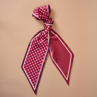 Twirl & Tie Scarf Accessory - Gingham Burgundy