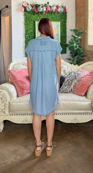 Tencel Button Down Shirt Dress w/ Removable Tie Belt