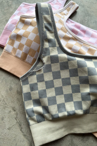 Checker Bra & Biker Shorts Sets - 4 Colors!