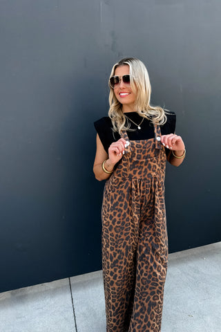 Karli Cheetah Print Boho Overalls
