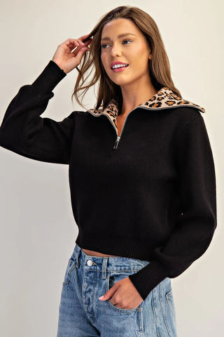 Leopard Collared Sweater