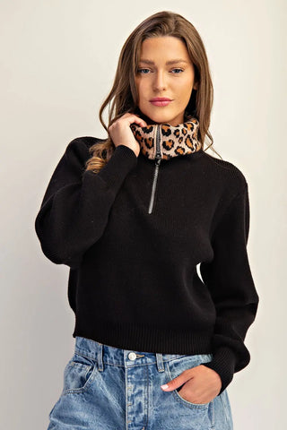 Leopard Collared Sweater