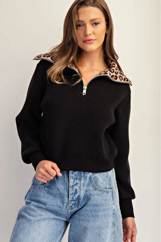 Leopard Collared Sweater