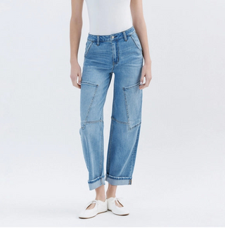 Super High Rise Utility Barrel Leg Jeans by Vervet