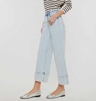 KanCan Crater High Rise Cropped Wide Leg Jeans