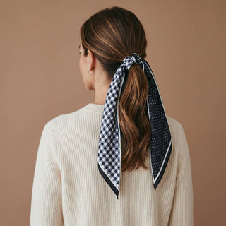Twirl & Tie Scarf Accessory - Gingham Black