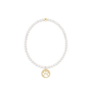 enewton Classic Pearl 3mm Bracelet - Paw Print Gold Disc