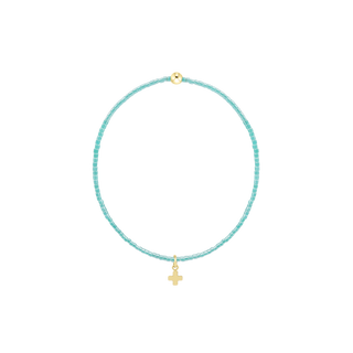 enewton Hope Classic Sea Glass Bracelet - Signature Cross Small Gold Charm