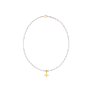 enewton Hope Classic Silky White Bracelet - Signature Cross Small Gold Charm