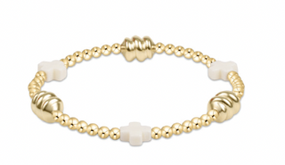 enewton Signature Off-White Cross Admire Gold Pattern 3mm Bead Bracelet