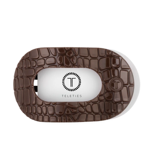 Teleties Brown Crocodile Flat Round Hair Clip - Large