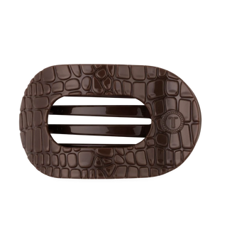 Teleties Brown Crocodile Flat Round Hair Clip - Large