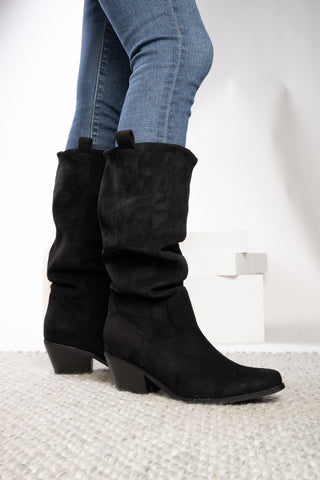 Corkys Hey Girl City Slicker Boots - Black Faux Suede