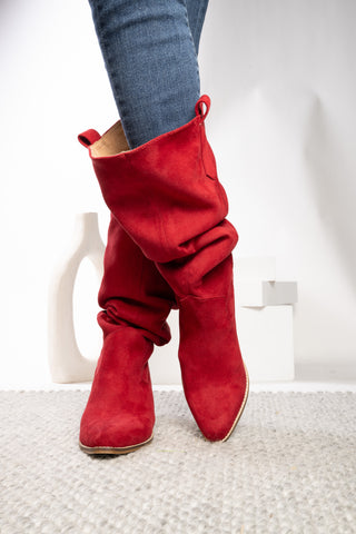 Corkys Hey Girl City Slicker Boots - Red Faux Suede