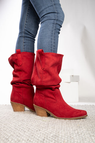 Corkys Hey Girl City Slicker Boots - Red Faux Suede