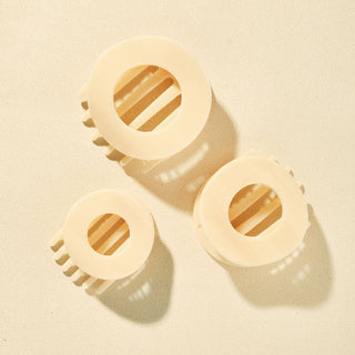 Teleties Almond Beige Small Flat Open Circle Hair Clip