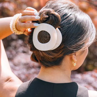 Teleties Almond Beige Large Flat Circle Hair Clip