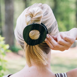 Teleties Jet Black Large Flat Circle Hair Clip
