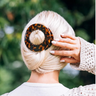 Teleties Tortoise Large Flat Circle Hair Clip