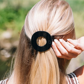 Teleties Jet Black Medium Flat Circle Hair Clip