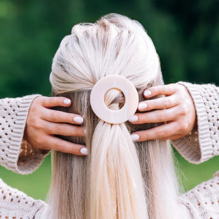 Teleties Almond Beige Small Flat Open Circle Hair Clip